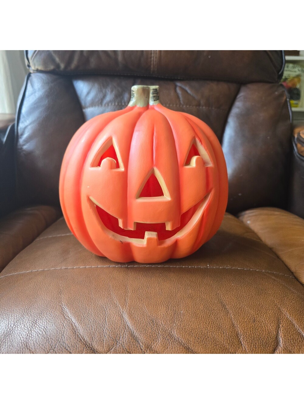 Vintage Halloween Pumpkin Jack O Lantern Blow Mold Light Tabletop Decor Plug In